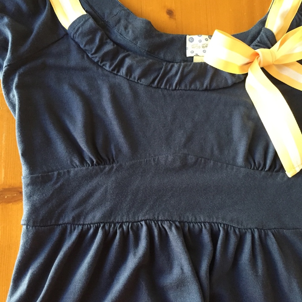 Anthro Ric Rac Blue Ribbon Puffy Sleeve Top - Picture 4 of 6